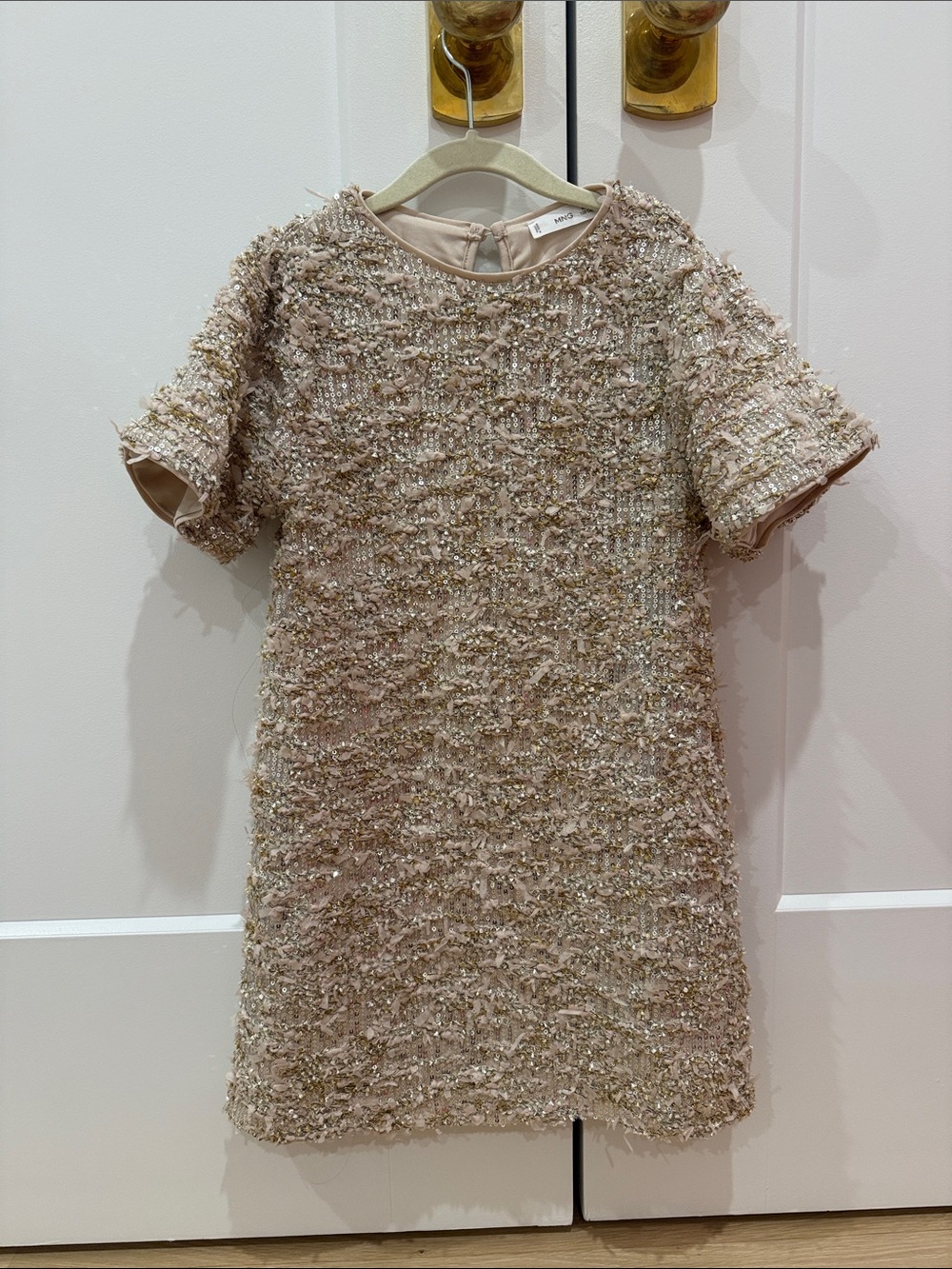 Mango Girls' Champagne Tweed Shift Dress